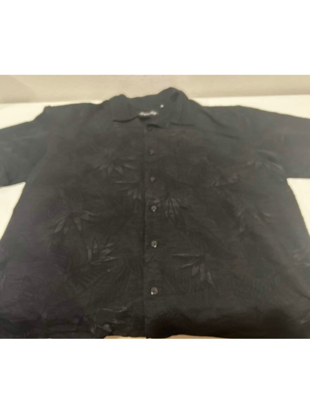 Milano Bay Men's Black Tropical Palm Leaf Button Down Shirt Size M